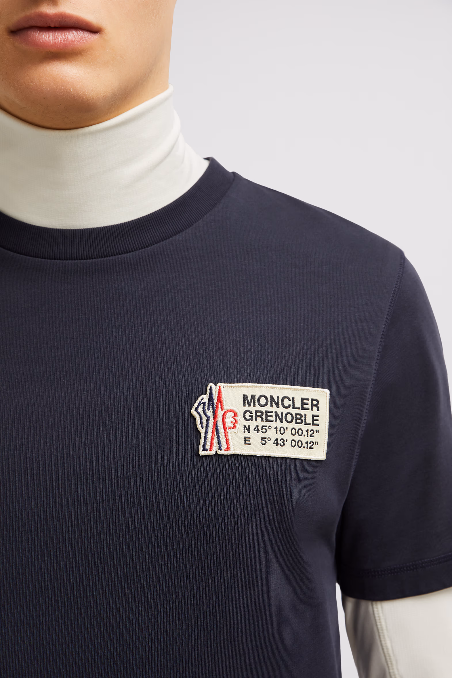 Camiseta de algodón con parche con logotipo Hombre Azul oscuro Moncler 5